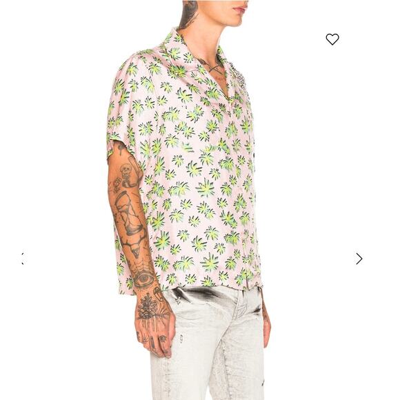 Amiri Shirt Mens XL Split Palm Leopard Silk Camp Button Up Tropical Edgy Luxury - Picture 3 of 14